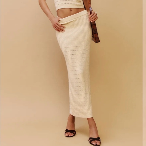 NWT REFORMATION EMBER maxi sweater skirt size Large in cream - Picture 1 of 8